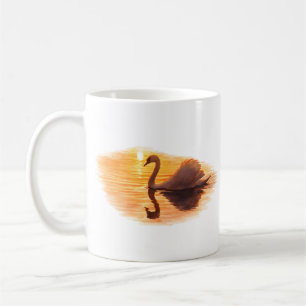Taza De Café Cisne deslizándose al atardecer