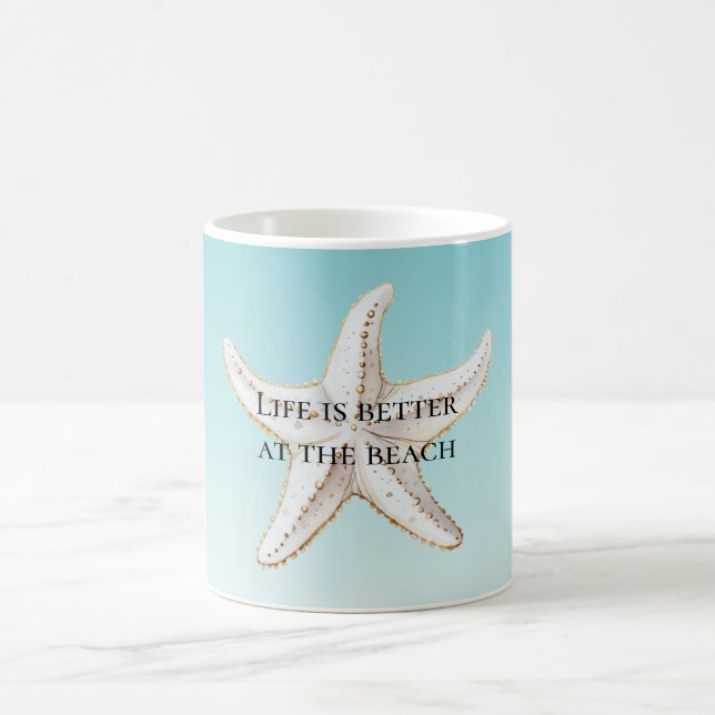 Taza De Café Cita Aqua Blue White Gold Starfish Beach (Centro)