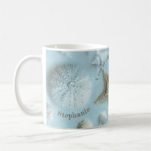 Taza De Café Cita azul clara de la playa de los Seashells