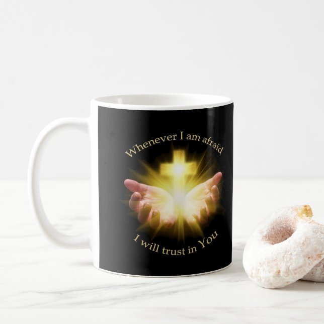 Taza De Café Cita bíblica con manos cruzadas (Con donut)