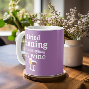 Taza De Café Cita cómica de vino - intenté correr - siguió derr