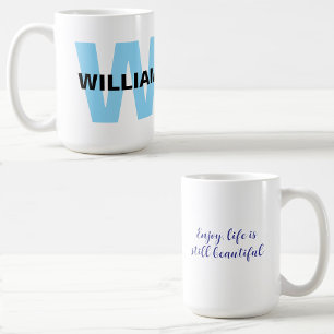 Taza De Café Cita con monograma moderno inicial y nombre