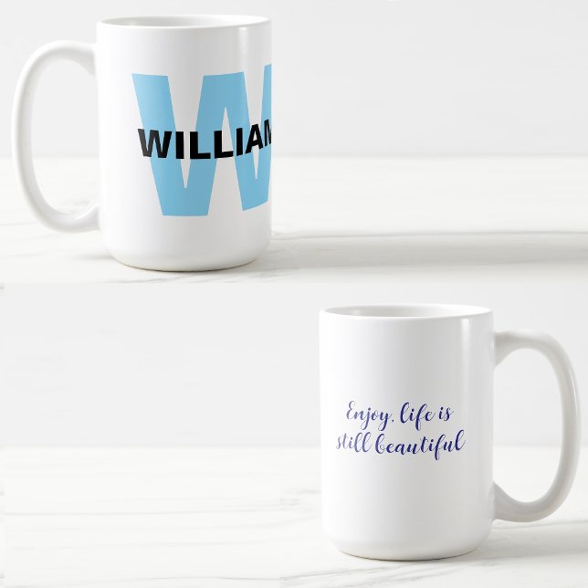 Taza De Café Cita con Monograma moderno inicial y nombre (Personalized name mug
)