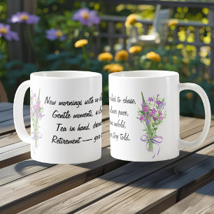 Taza De Café Cita conmovedora para jubilación Elegante flor sil