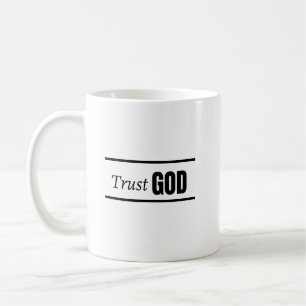 Taza De Café Cita Cristiana Confía en Dios Fe Minimalista Negra