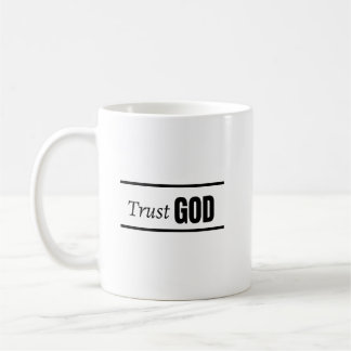 Taza De Café Cita Cristiana Confía en Dios Fe Minimalista Negra