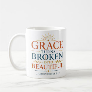 Taza De Café Cita cristiana de gracia que convierte lo roto en 