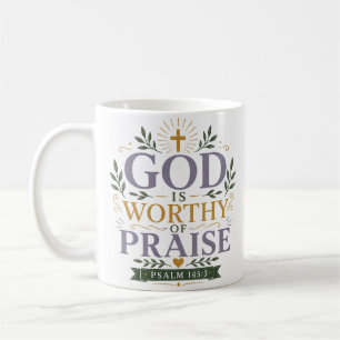 Taza De Café Cita Cristiana Dios Es Digno De Alabanza