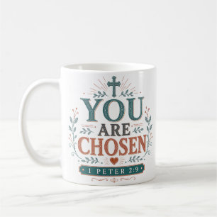 Taza De Café Cita cristiana inspiradora 'Eres elegido'