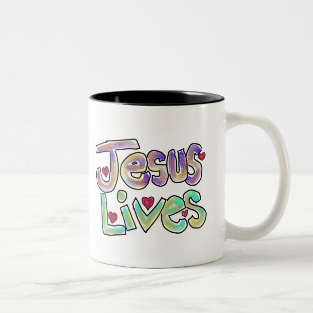 Taza De Café Cita cristiana ‘Jesús vive’ Artesanía única (Derecha)