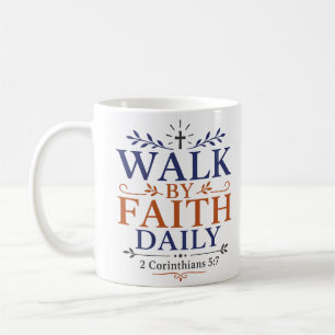 Taza De Café Cita cristiana minimalista diaria de caminar por f