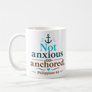 Taza De Café Cita Cristiana Moderna Anclada No Ansiosa