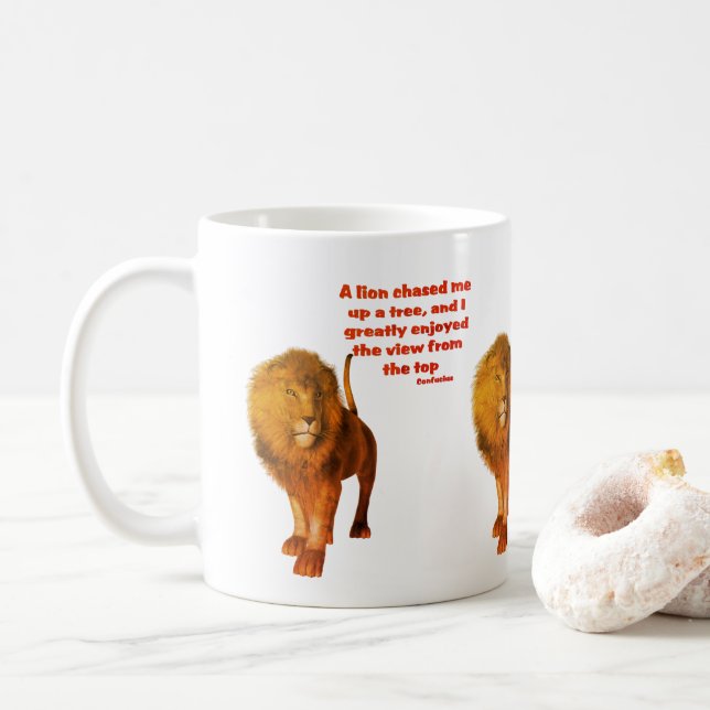 Taza De Café Cita de Actitud de Lion Inspirador Confucio (Con donut)