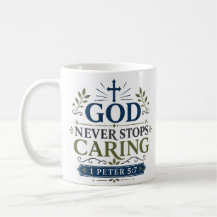 Taza De Café Cita de Aliento Diario: Dios Nunca Deja de Cuidar