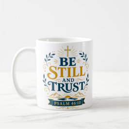 Taza De Café Cita de Aliento Espiritual Quédate Quieto y Confía
