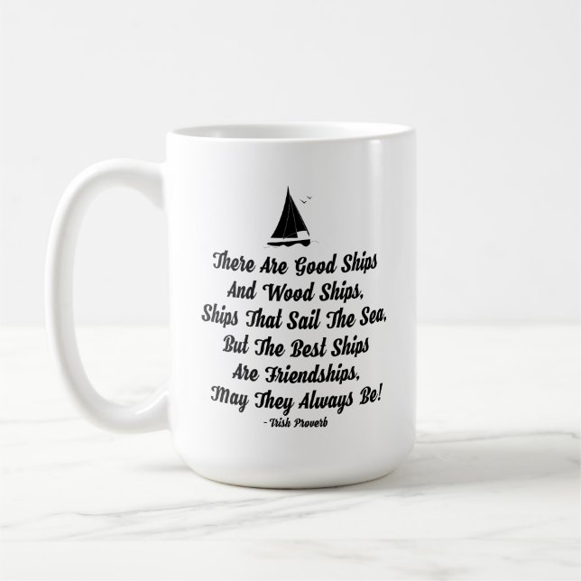Taza De Café Cita de amistad barcos de vela Regalos irlandeses  (Izquierda)