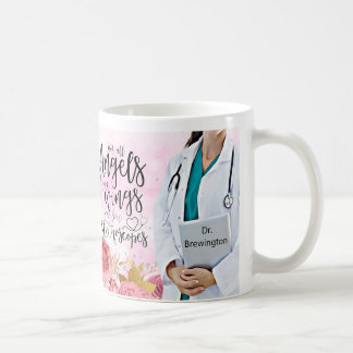 Taza De Café Cita de ángel floral de enfermera Médica personali
