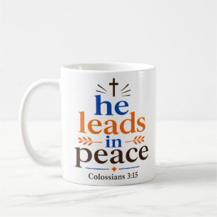 Taza De Café Cita de ánimo cristiano Él Guía En Paz