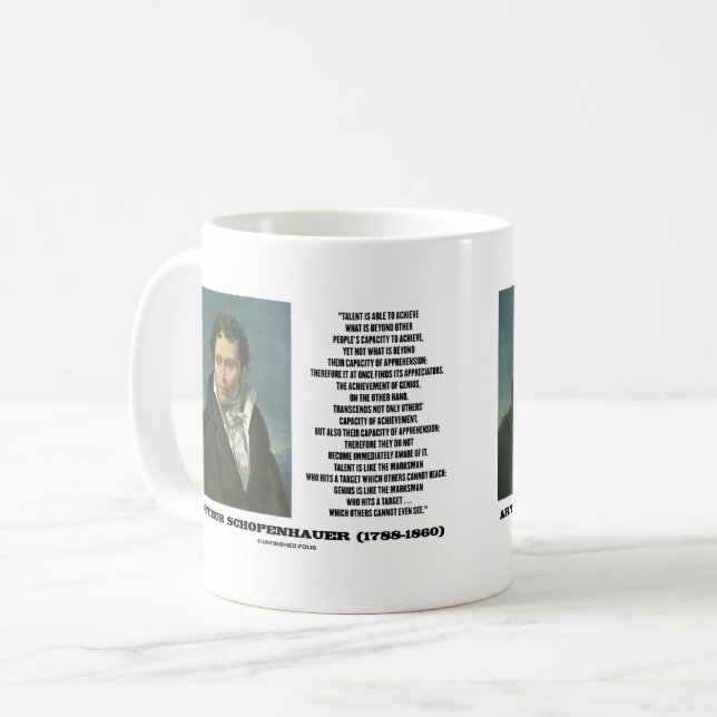 Taza De Café Cita de Arthur Schopenhauer Talento Versus Genio (Anverso izquierdo)