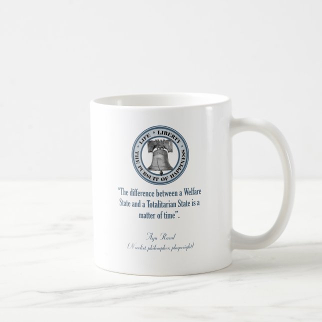 Taza De Café Cita de Ayn Rand (totalitarismo) (Derecha)