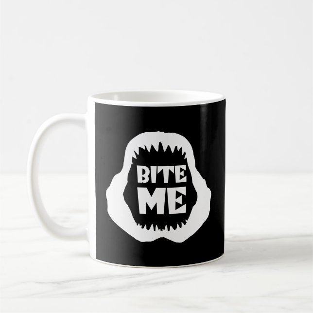 Taza De Café Cita de Bite me - Tiburones Jaws (Izquierda)