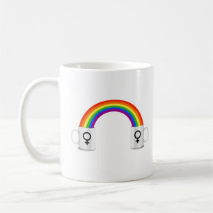 Taza De Café Cita de café con arcoíris lésbico