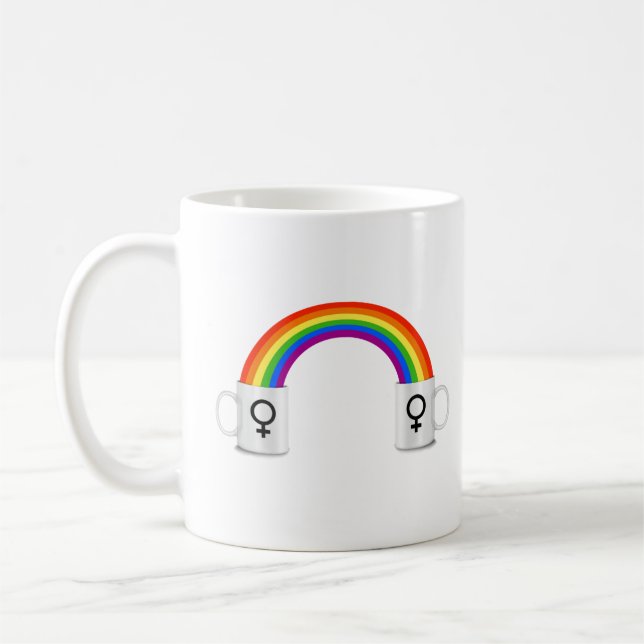 Taza De Café Cita de café con arcoíris lésbico (Izquierda)