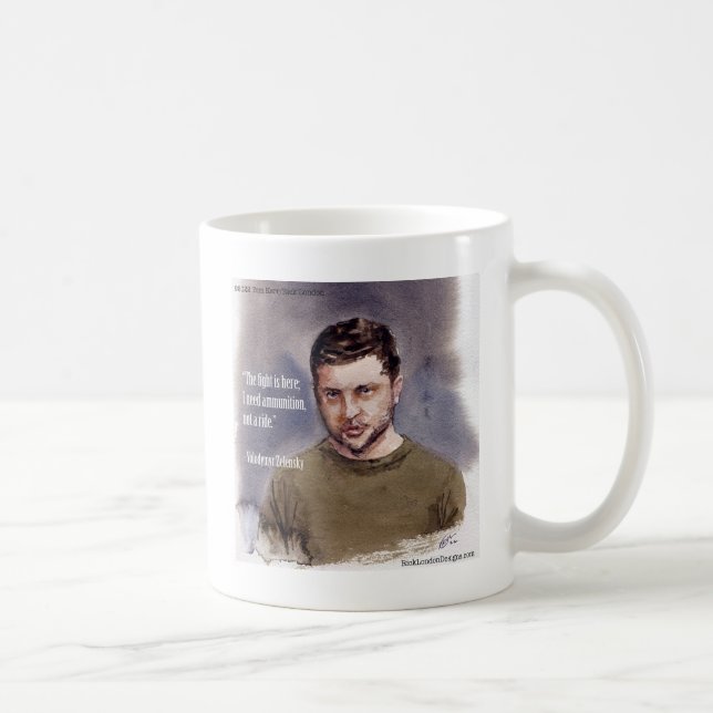 Taza De Café Cita de calidad de Volodomir Zelensky y municiones (Derecha)