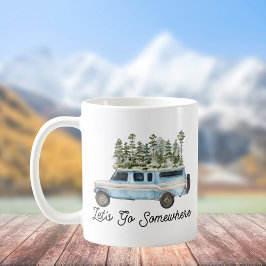 Taza De Café Cita de Camping Road en alguna parte