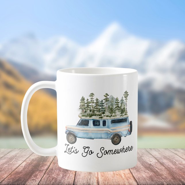 Taza De Café Cita de Camping Road en alguna parte (In situ)