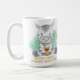 Taza De Café cita de cebra personalizado bebiendo té de bobba