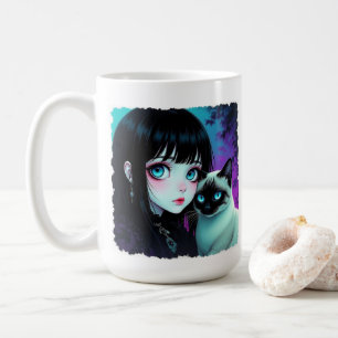 Taza De Café Cita de chica de anime y gato siamés