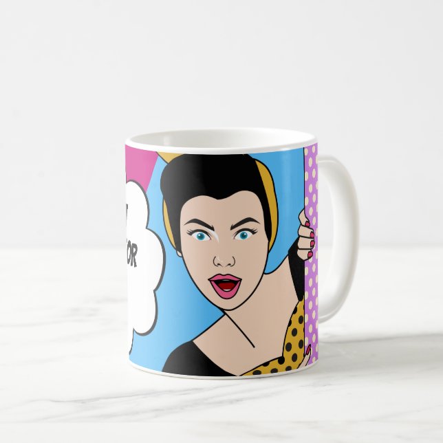 Taza De Café Cita de derechos de la mujer del arte pop feminist (Anverso derecho)