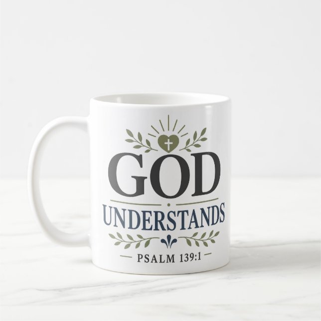 Taza De Café Cita de devoción espiritual Dios entiende (Izquierda)