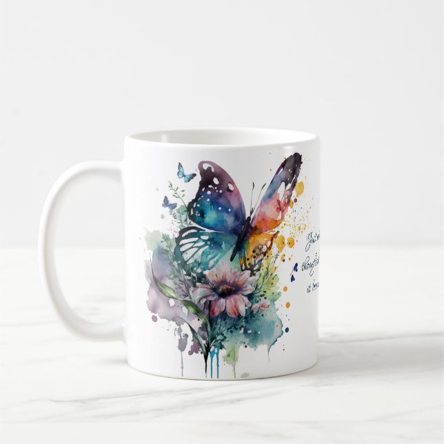 Taza De Café Cita de estímulo Inspirador de mariposa (Izquierda)