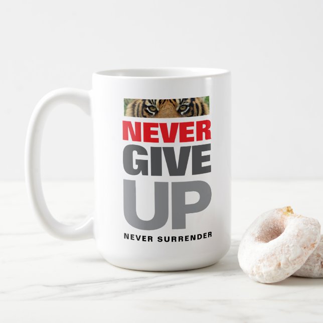 Taza De Café Cita de éxito nunca ceder nunca rendirse (Con donut)