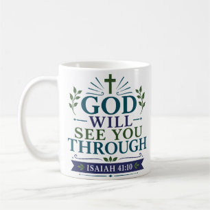 Taza De Café Cita de fe cristiana: Dios te llevará a través