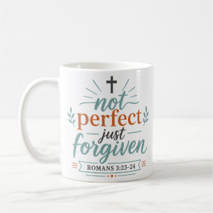 Taza De Café Cita de fe cristiana no perfecta solo perdonada