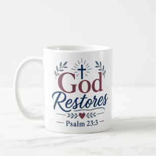 Taza De Café Cita de fe cristiana que Dios restaura