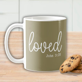 Taza De Café Cita de fe de amor verde oliva minimalista