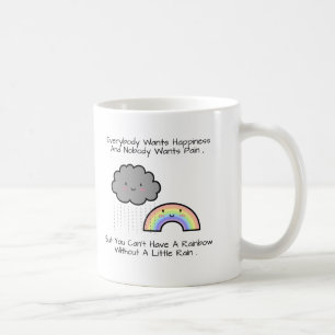Taza De Café Cita de Felicidad de Nube de Lluvia de Arcoíris Li