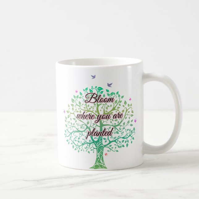 Taza De Café Cita de flor de primavera, regalo floral Inspirado (Derecha)