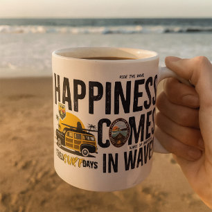 Taza De Café Cita de furgoneta de surf Playa La felicidad viene