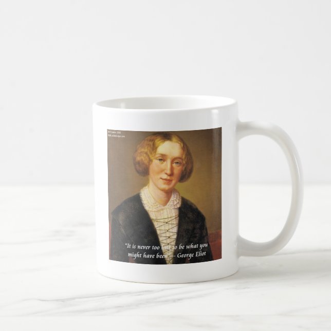 Taza De Café Cita de George Eliot "Nunca es Tarde" (Derecha)