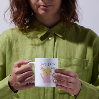 Taza De Café Cita de Jardín Floral 'El Amor Crece Aquí'