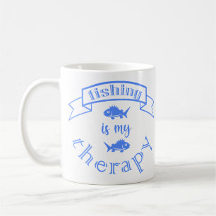 Taza De Café Cita de la bandera Pesca es mi terapia