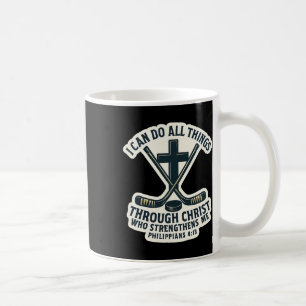 Taza De Café Cita de la Biblia de Hockey sobre Hielo Cristiano 