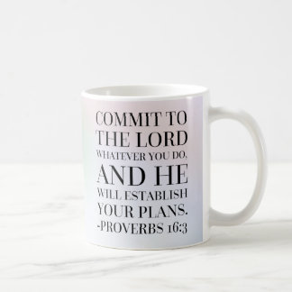 Taza De Café Cita de la biblia del 16:3 de los proverbios