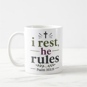 Taza De Café Cita de la Escritura Cristiana 'Yo descanso, Él go