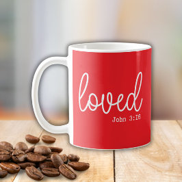 Taza De Café Cita de la fe de amor roja minimalista